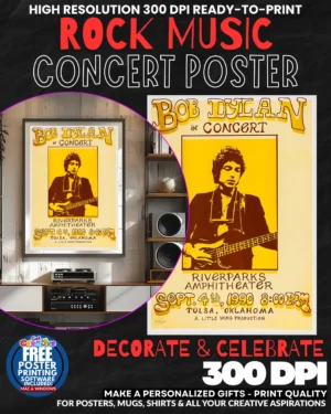 Bob Dylan 2 Music Rock Concert Poster Wall Art