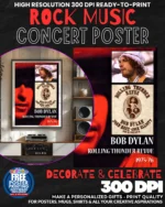 Bob Dylan 4 Music Rock Concert Poster Wall Art