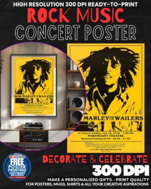 Bob Marley 4 Music Rock Concert Poster Wall Art