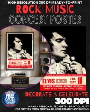 Elvis 5 Music Rock Concert Poster Wall Art