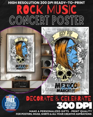 Iggy Pop 1 Music Rock Concert Poster Wall Art