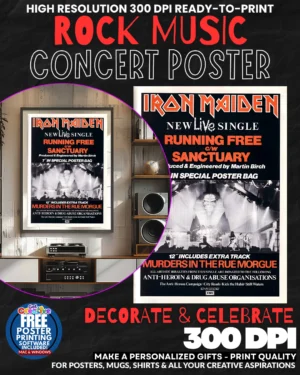 Iron Maiden 2 Music Rock Concert Poster Wall Art