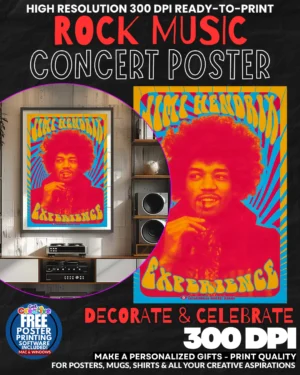 Jimi Hendrix 5 Music Rock Concert Poster Wall Art