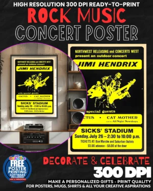 Jimi Hendrix 7 Music Rock Concert Poster Wall Art