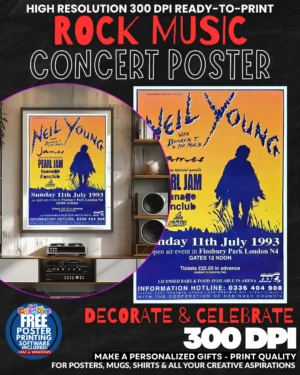 Neil Young 1 Music Rock Concert Poster Wall Art