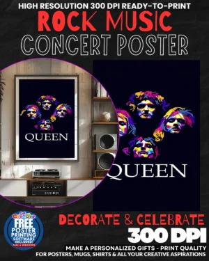 Queen 6 Music Rock Concert Poster Wall Art