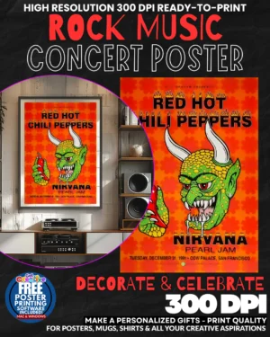 Red Hot Chili Peppers Nirvana Pearl Jam Music Rock Concert Poster Wall Art