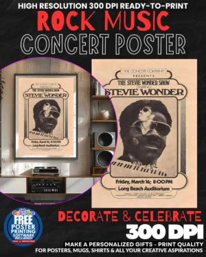 Stevie Wonder 2 Music Rock Concert Poster Wall Art