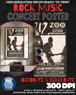 U2 2 Music Rock Concert Poster Wall Art