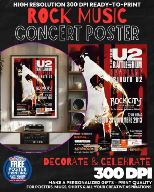 U2 3 Music Rock Concert Poster Wall Art