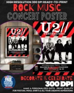 U2 5 Music Rock Concert Poster Wall Art