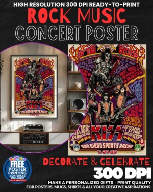 Kiss 4 Music Rock Concert Poster Wall Art
